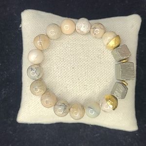 Pyrite Bracelet Beige Tan Neutral Color Everyday Casual Lightweight Jewelry Gift